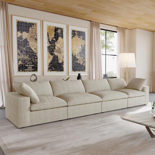 Nuvé® Solace Modular Bouclé Cloud Sofa - Khaki - 4-Seater Sofa - Nuvé