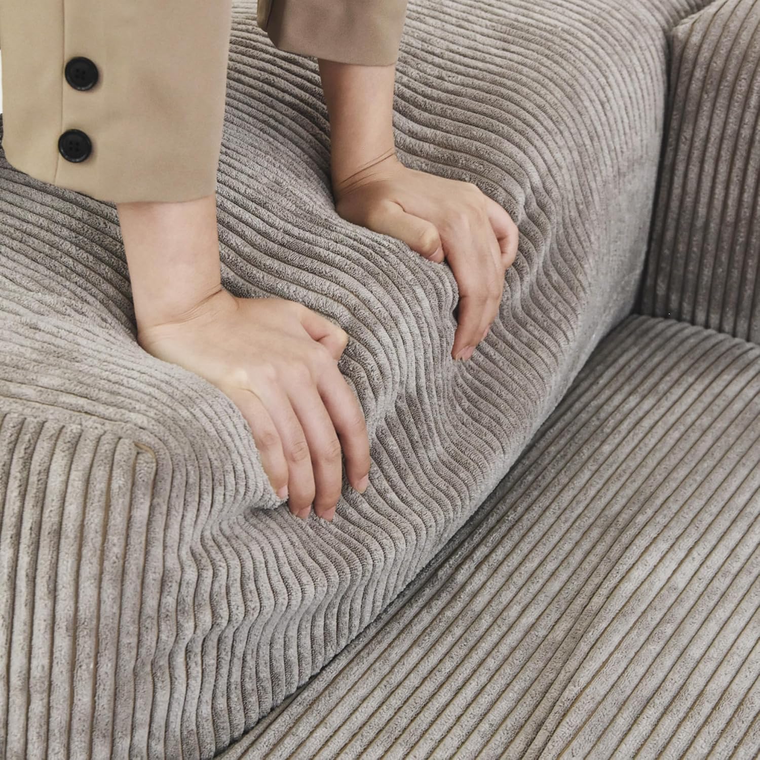 Kanso Corduroy Modular Bouclé Cloud Couch - Brown - 2-Seater Sofa - Nuvé