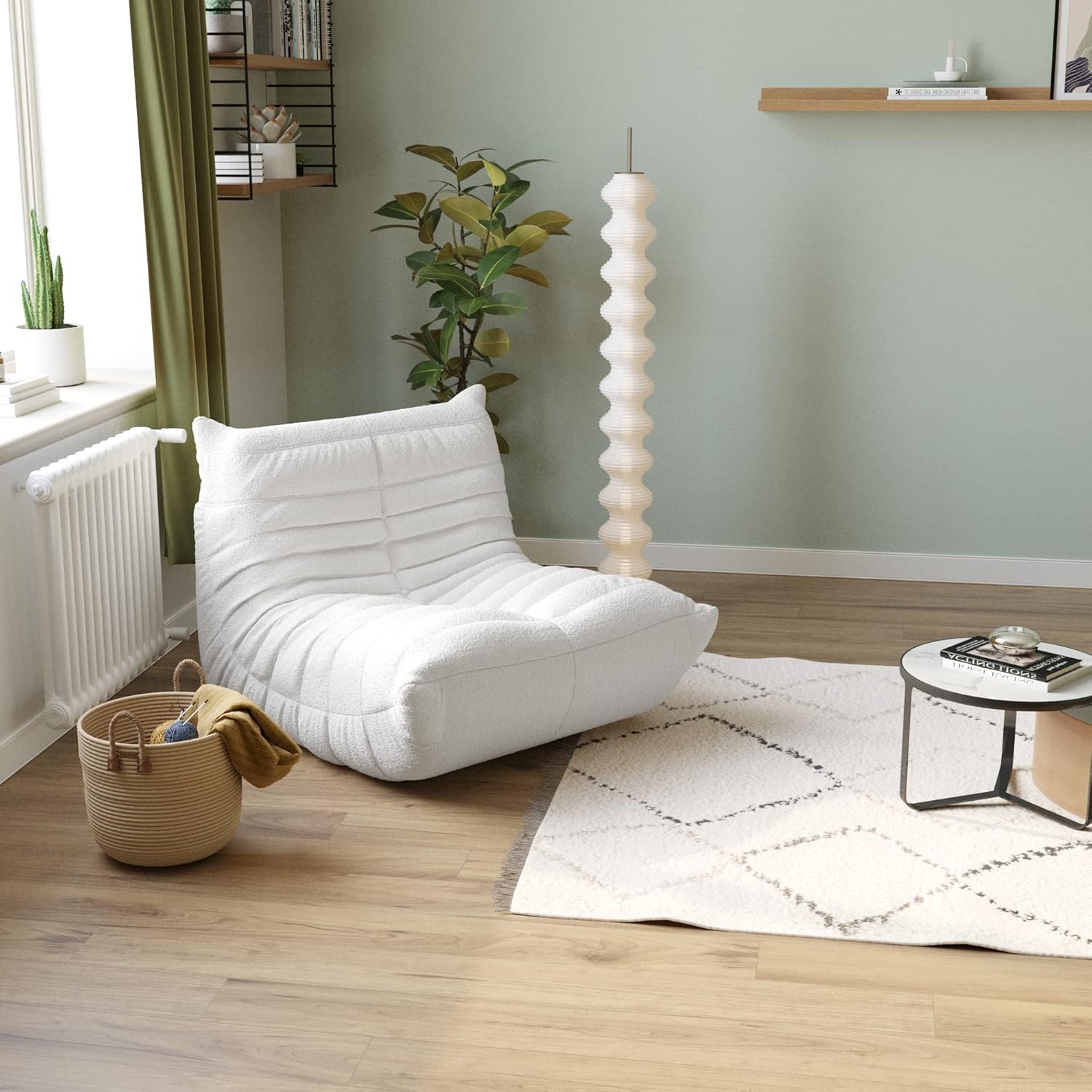 Muku Bouclé Chair - White - Single Seater - Nuvé