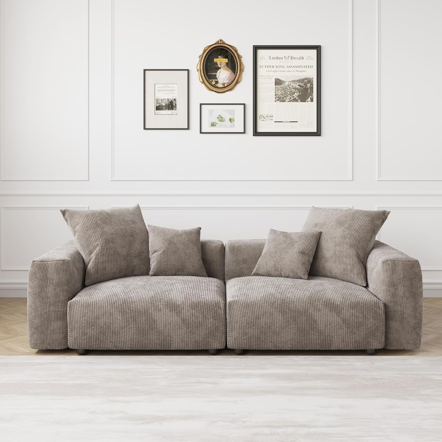 Kanso Corduroy Modular Bouclé Cloud Couch - Brown - 2-Seater Sofa - Nuvé