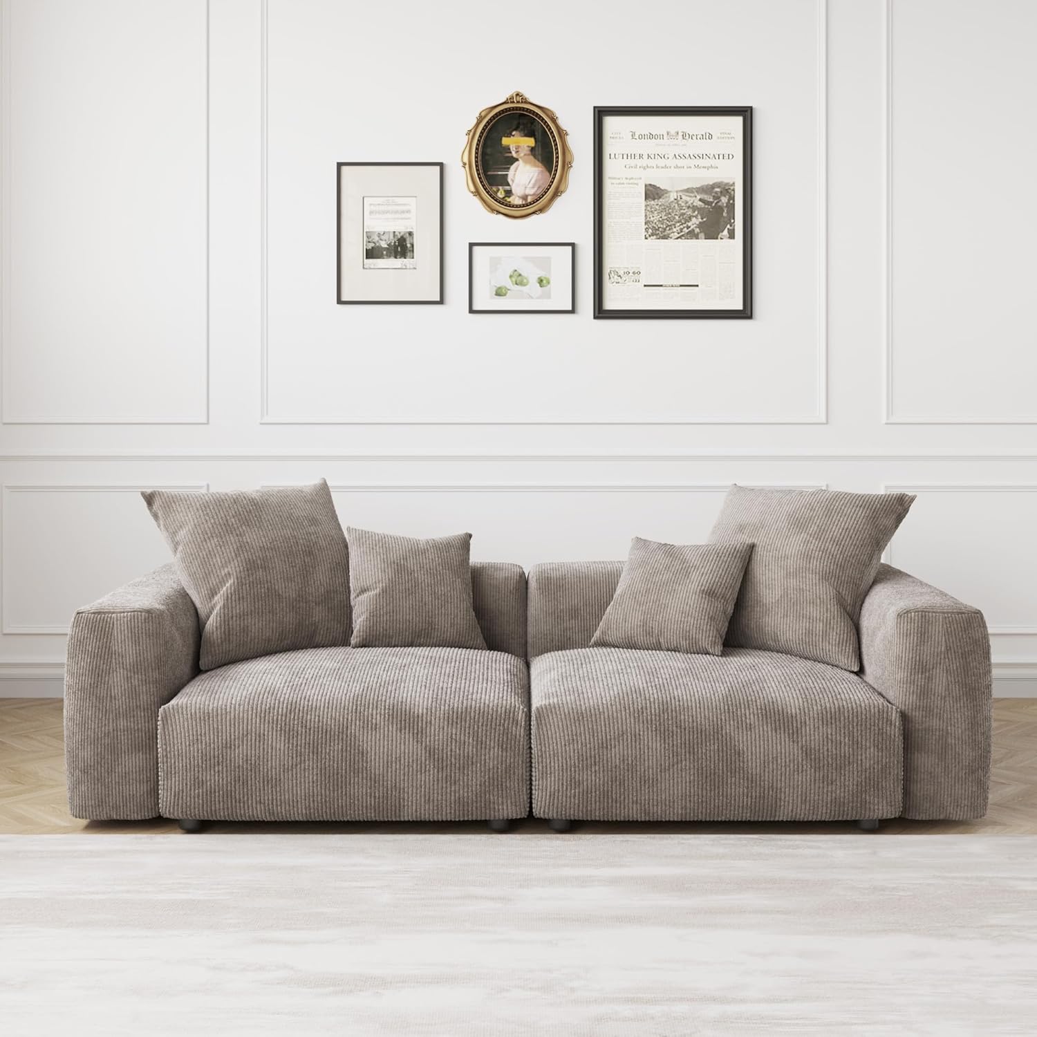 Kanso Corduroy Modular Bouclé Cloud Couch - Brown - 2-Seater Sofa - Nuvé