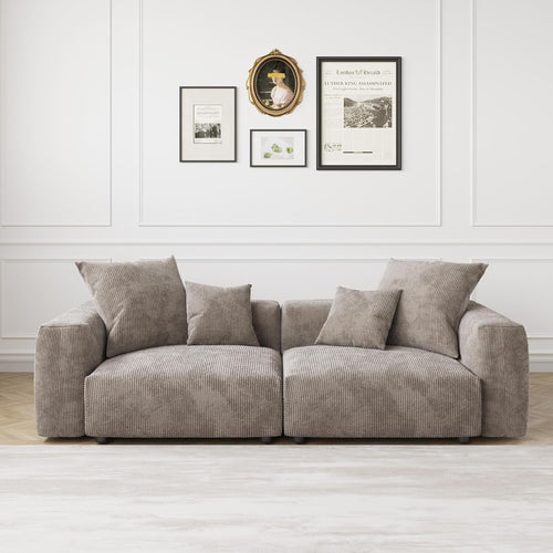 Kanso Corduroy Modular Bouclé Cloud Couch - Brown - 2-Seater Sofa - Nuvé