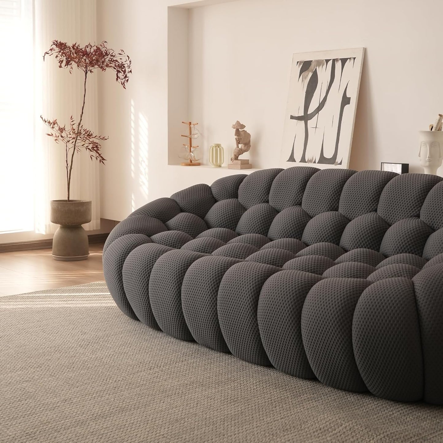 Nuvé® Mitsu Modular Bouclé Cloud Sofa - Dark Grey - 3-Seater Sofa - Nuvé