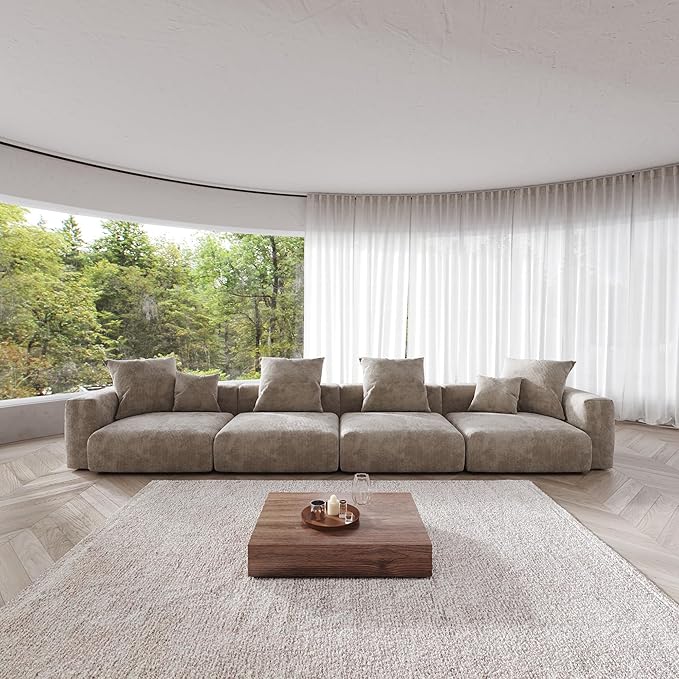 Kanso Corduroy Modular Bouclé Cloud Couch - Brown - 4-Seater Sofa - Nuvé