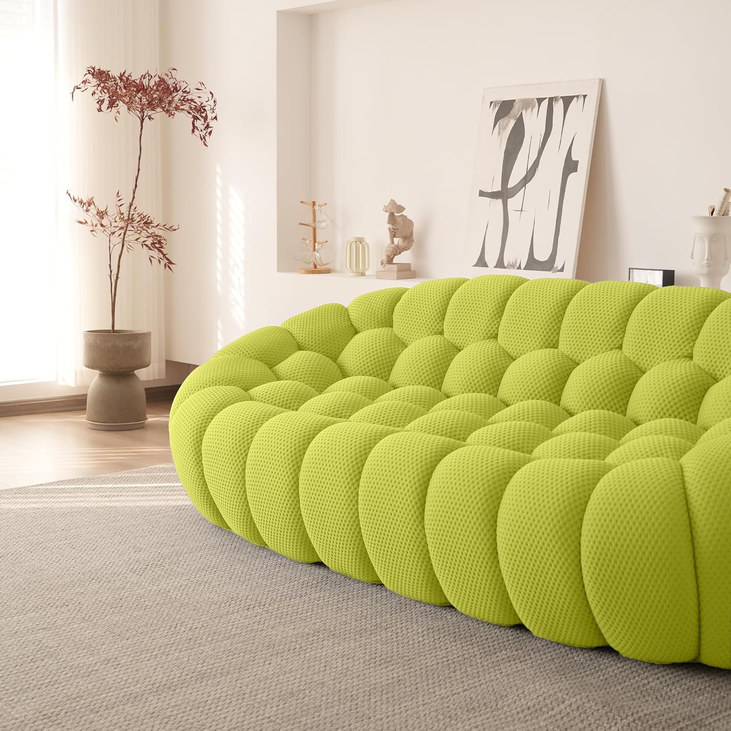 Nuvé® Mitsu Modular Bouclé Cloud Sofa - Lime Green - 3-Seater Sofa - Nuvé