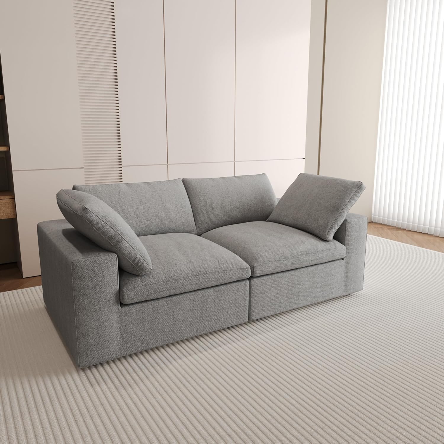 Nuvé® Solace Modular Bouclé Cloud Sofa - Space Grey - 2-Seater Sofa - Nuvé