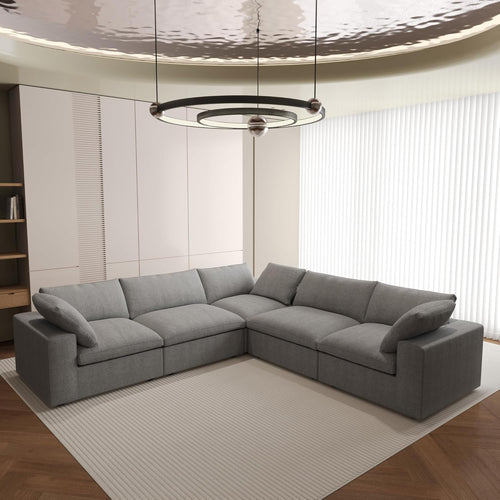 Nuvé® Solace Modular Bouclé Cloud Sofa - Space Grey - 5-Seater Corner Sectional (V-Shaped) - Nuvé