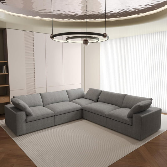 Nuvé® Solace Modular Bouclé Cloud Sofa - Space Grey - 5-Seater Corner Sectional (V-Shaped) - Nuvé