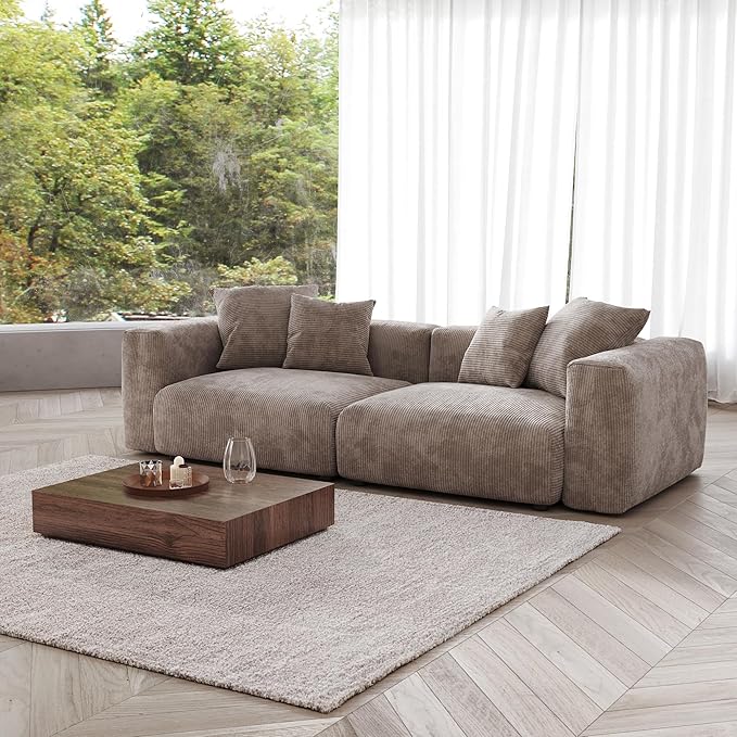 Kanso Corduroy Modular Bouclé Cloud Couch - Brown - 2-Seater Sofa - Nuvé