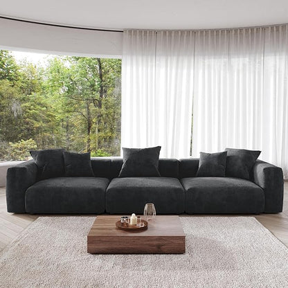 Kanso Corduroy Modular Bouclé Cloud Couch - Black - 3-Seater Sofa - Nuvé