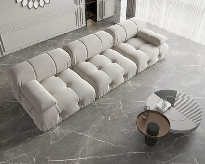 Nuvé® Takumi Velvet Modular Bouclé Cloud Sofa - Beige - 3 Seater Sofa - Nuvé