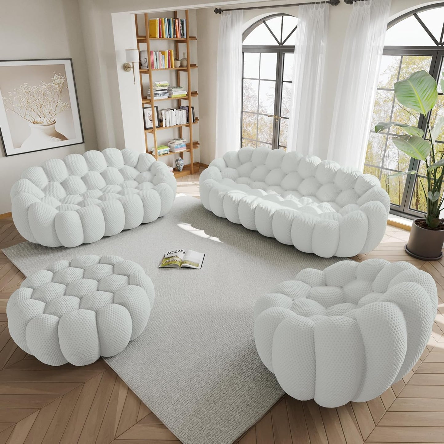 Nuvé® Mitsu Modular Bouclé Cloud Sofa - Light Grey - 1 + 2 + 3 Seater and Ottoman - Nuvé