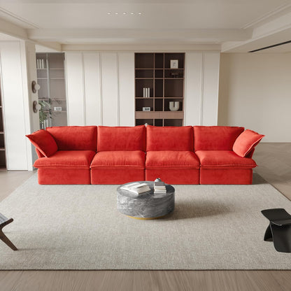 Sabi Modular Boucle Cloud Sofa- Red - 4-Seater Sofa - Nuvé