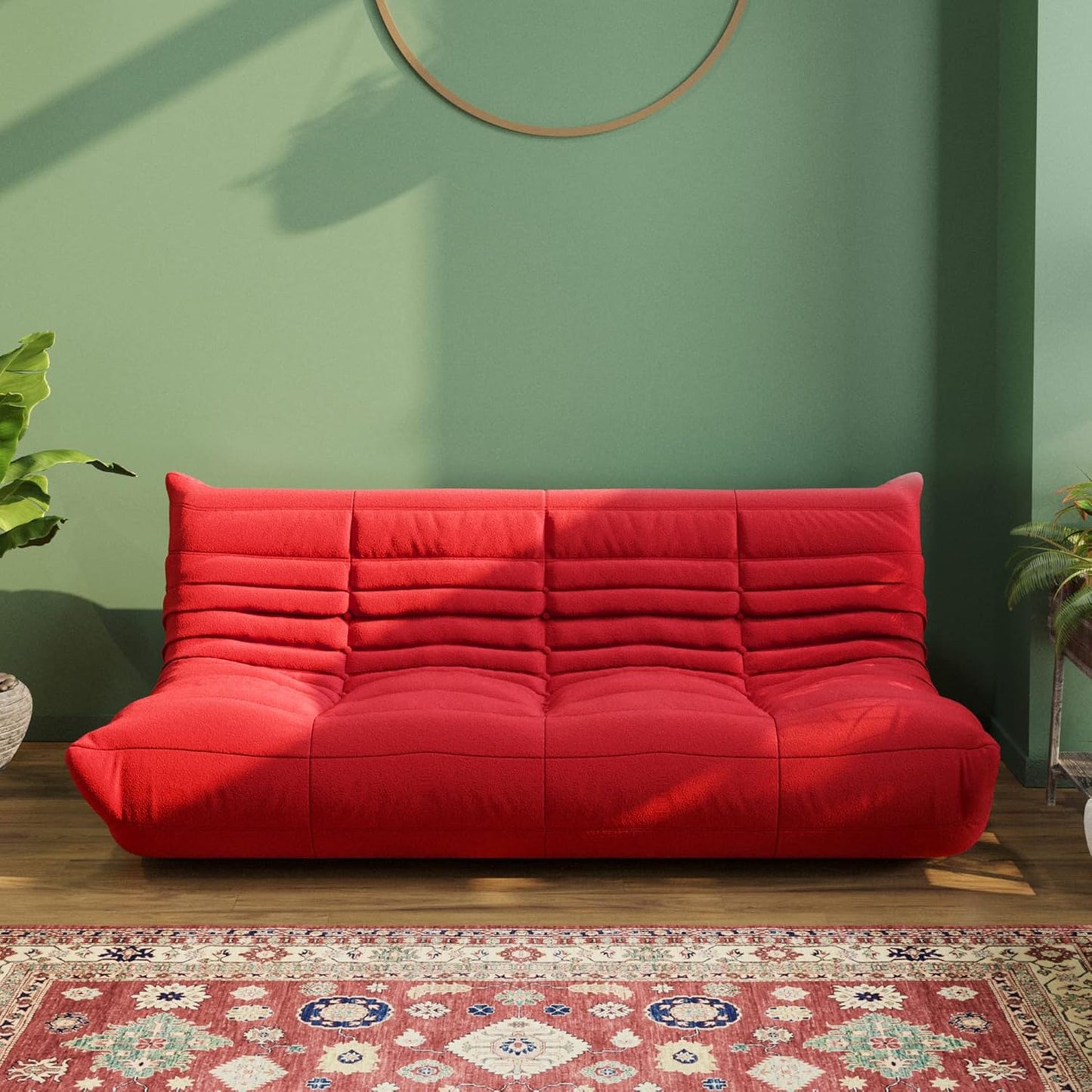 Muku Bouclé Chair - Red - 3 Seater - Nuvé