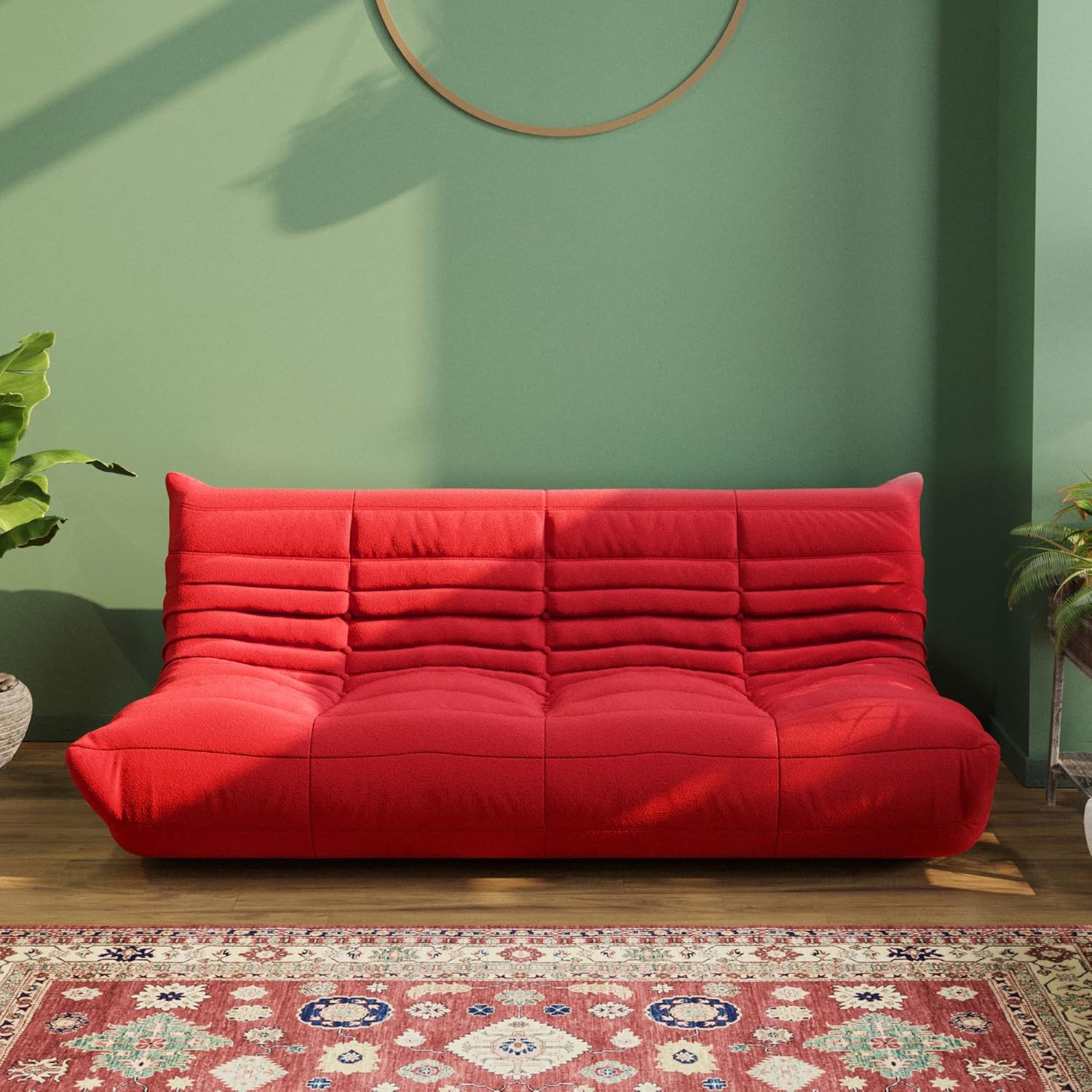 Muku Bouclé Chair - Red - 3 Seater - Nuvé