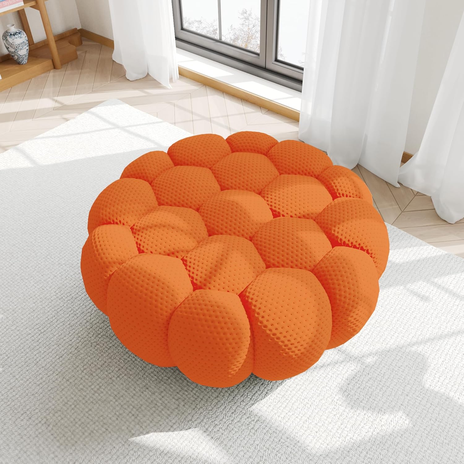 Nuvé® Mitsu Modular Bouclé Cloud Sofa - Orange - Ottoman - Nuvé
