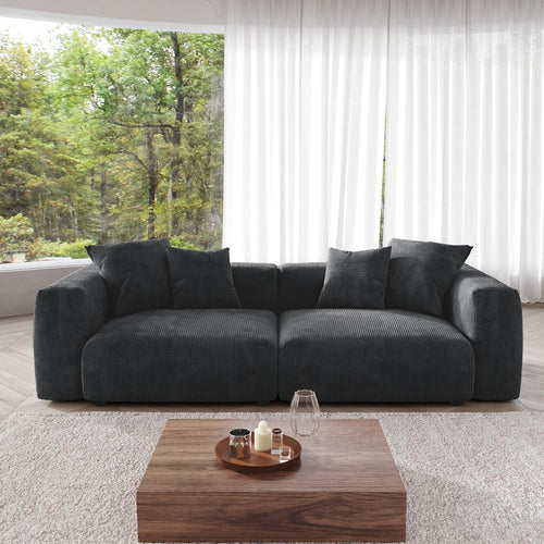 Kanso Corduroy Modular Bouclé Cloud Couch - Black - 2-Seater Sofa - Nuvé