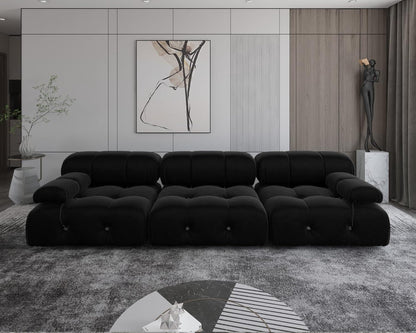 Nuvé® Takumi Velvet Modular Bouclé Cloud Sofa - Black - 3 Seater Sofa - Nuvé