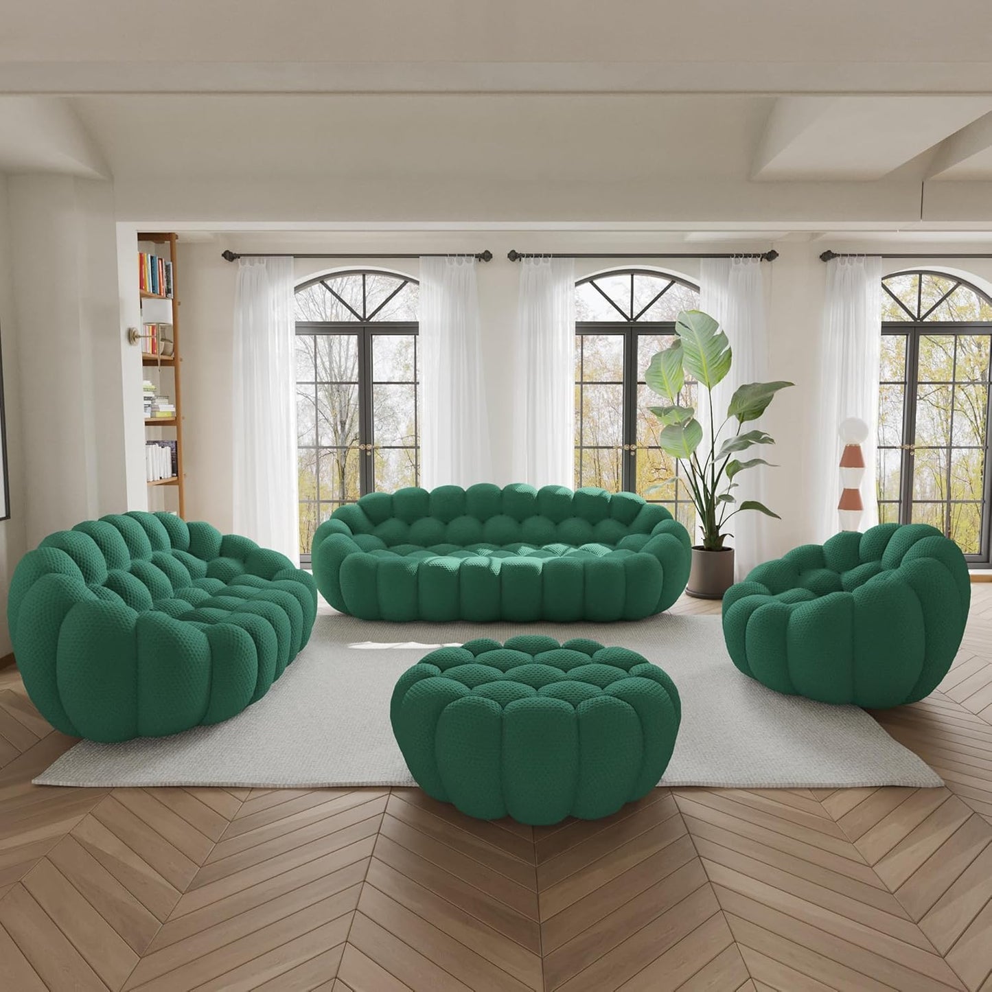 Nuvé® Mitsu Modular Bouclé Cloud Sofa - Dark Green - 1 + 2 + 3 Seater and Ottoman - Nuvé