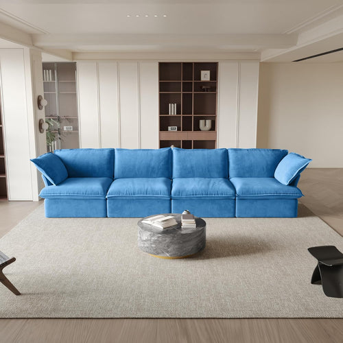 Sabi Modular Boucle Cloud Sofa - Blue - 4-Seater Sofa - Nuvé