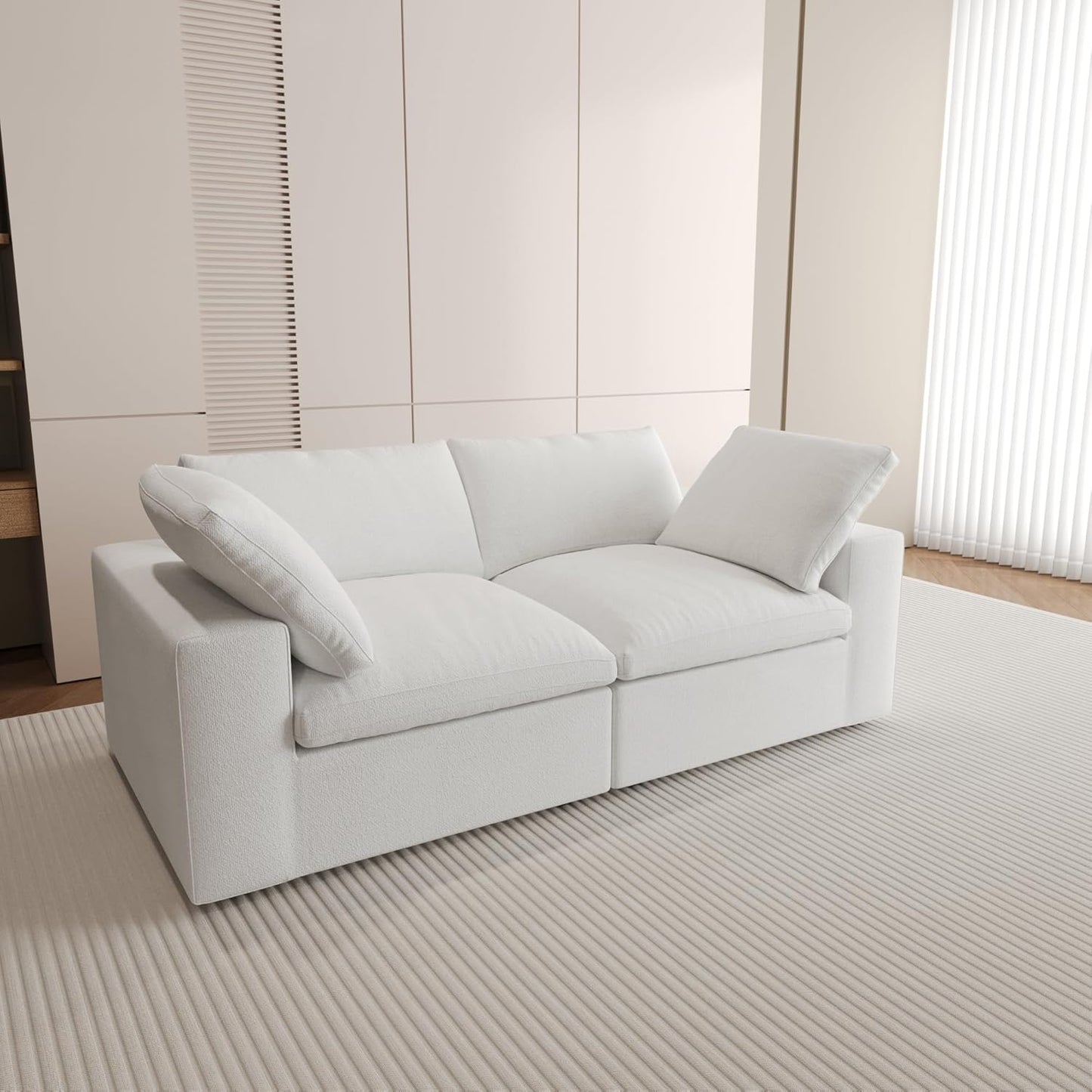 Nuvé® Solace Modular Bouclé Cloud Sofa - Snow White - 2-Seater Sofa - Nuvé