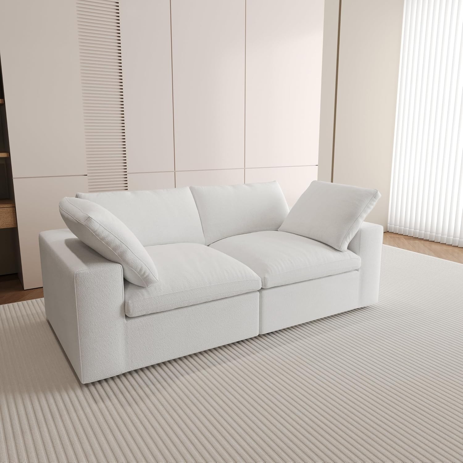 Nuvé® Solace Modular Bouclé Cloud Sofa - Snow White - 2-Seater Sofa - Nuvé