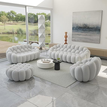 Nuvé® Mitsu Modular Bouclé Cloud Sofa - Light Grey - 1 + 2 + 3 Seater and Ottoman - Nuvé