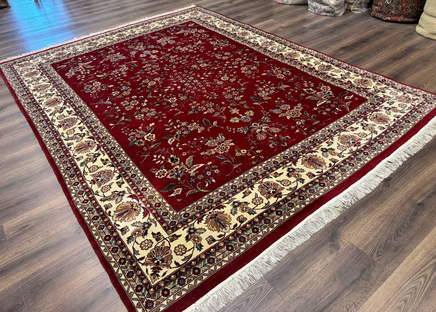 Indo Persian Rug 8x10, Red and Cream, Floral, Pande Cameron - Nuvé