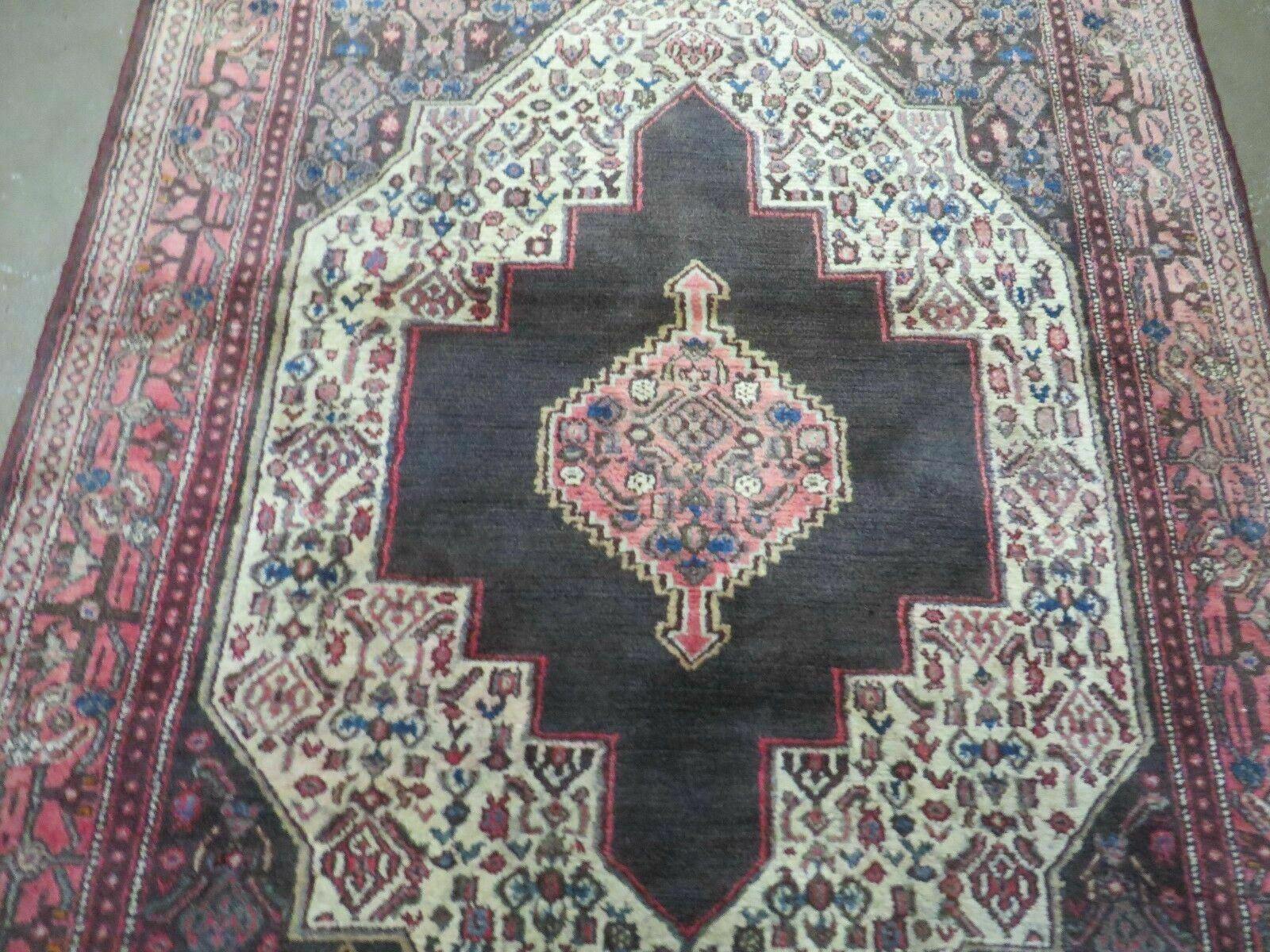 4' X 5' Antique Handmade India Floral Oriental Wool Rug Brown Vegetable Dyes - Nuvé