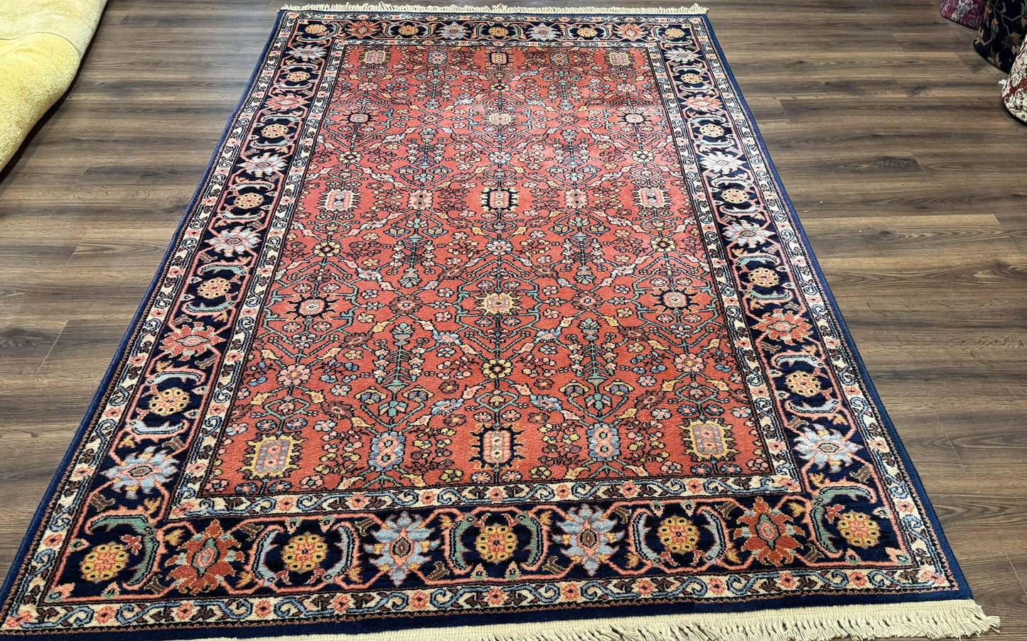 5.9 x 9 Karastan Serapi Rug #729, Wool Karastan Carpet, Original 700 Series, Red and Dark Blue, Discontinued, 6x9 Vintage Karastan, Rare - Nuvé
