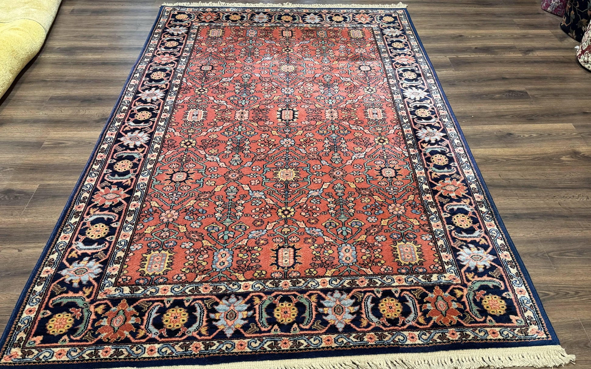 5.9 x 9 Karastan Serapi Rug #729, Wool Karastan Carpet, Original 700 Series, Red and Dark Blue, Discontinued, 6x9 Vintage Karastan, Rare - Nuvé