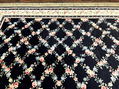 Karastan Rug 8.8 x 12, Garden of Eden #509/1270, Ebony Trellis, Vintage Discontinued Wool Pile Karastan Carpet - Nuvé