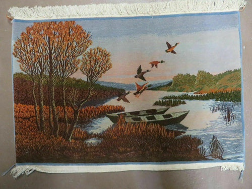 2' X 3' Vintage Handmade Pakistan Pictorial Rug Carpet Scenery Bird Tree Wow - Nuvé