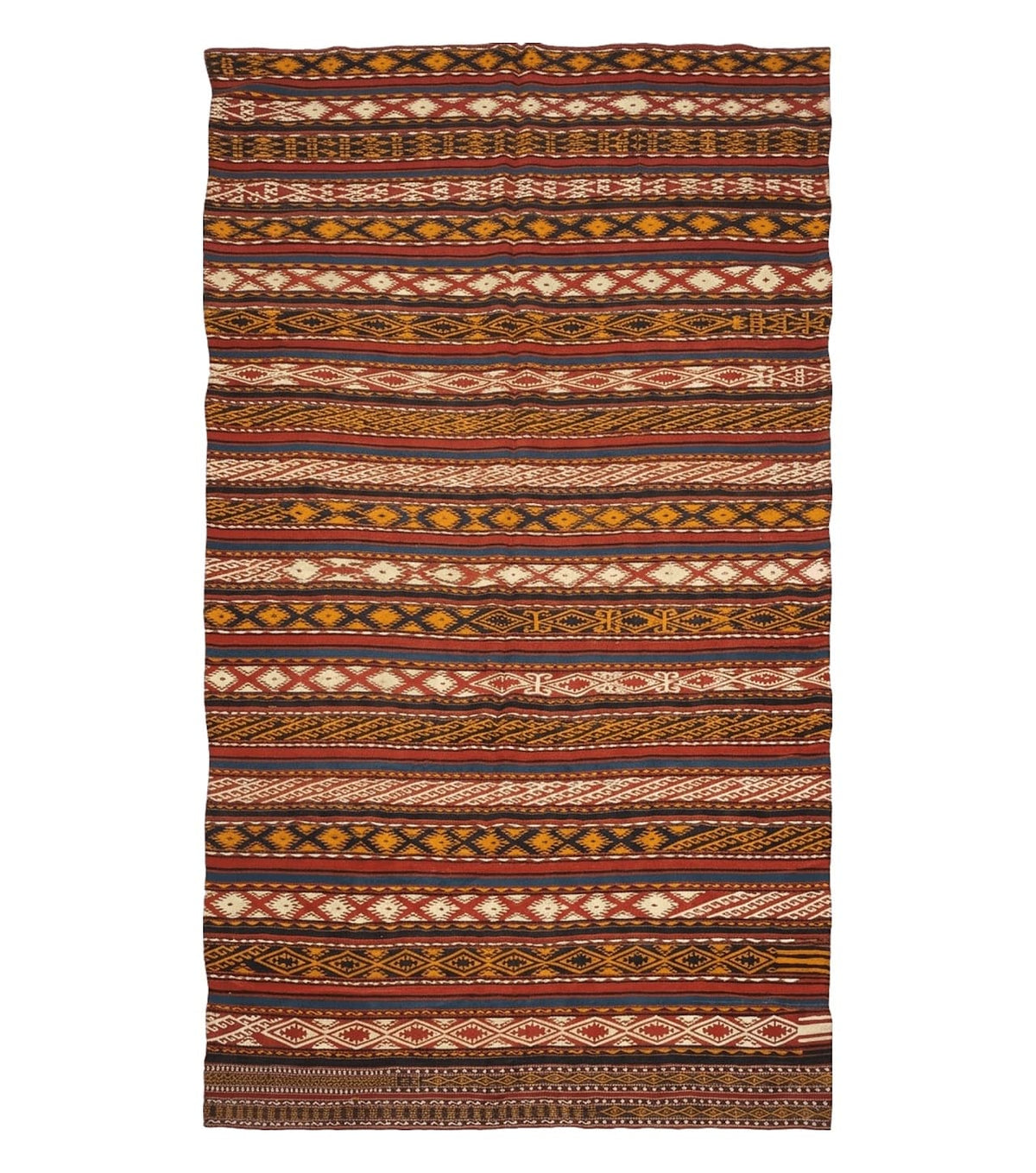 6' X 10' Antique 1930 Turkish Jajim Kilim Handmade Flat Weave Wool Rug Veg Dye