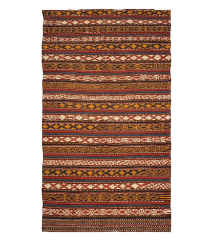 6' X 10' Antique 1930 Turkish Jajim Kilim Handmade Flat Weave Wool Rug Veg Dye