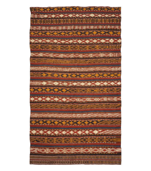 6' X 10' Antique 1930 Turkish Jajim Kilim Handmade Flat Weave Wool Rug Veg Dye