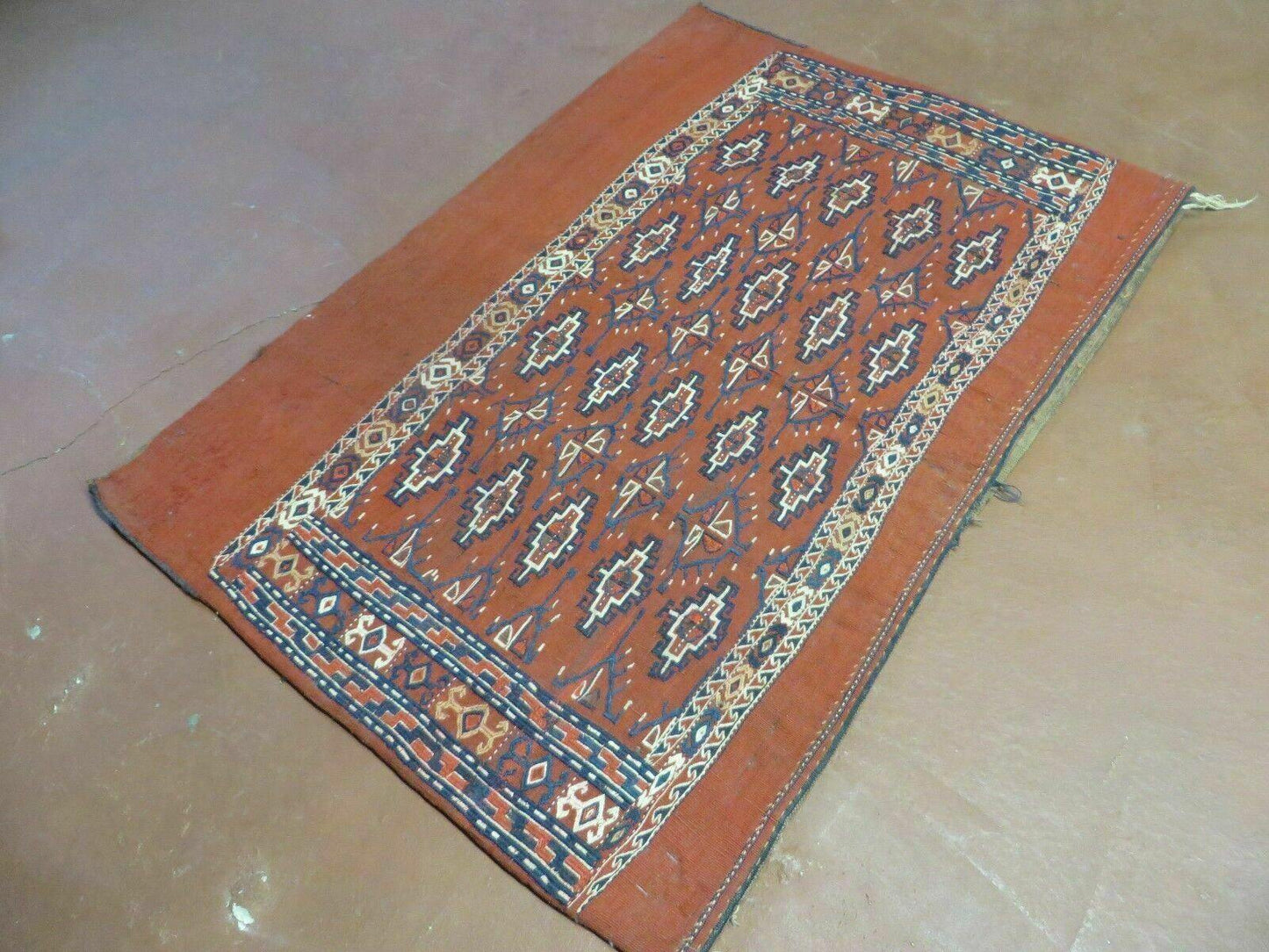 2'8" X 4' Antique Handmade Tribal Wool Rug Pillow Case Yamud Flat Weave Diamond - Nuvé