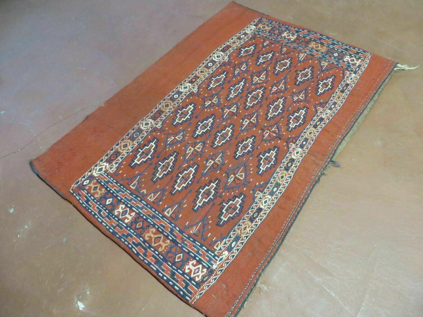 2'8" X 4' Antique Handmade Tribal Wool Rug Pillow Case Yamud Flat Weave Diamond - Nuvé