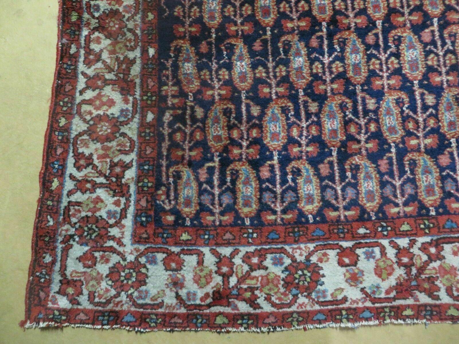 4' X 6' Antique Handmade Turkish Sivas Wool Rug Vegetable Organic Dye Nice Blue - Nuvé