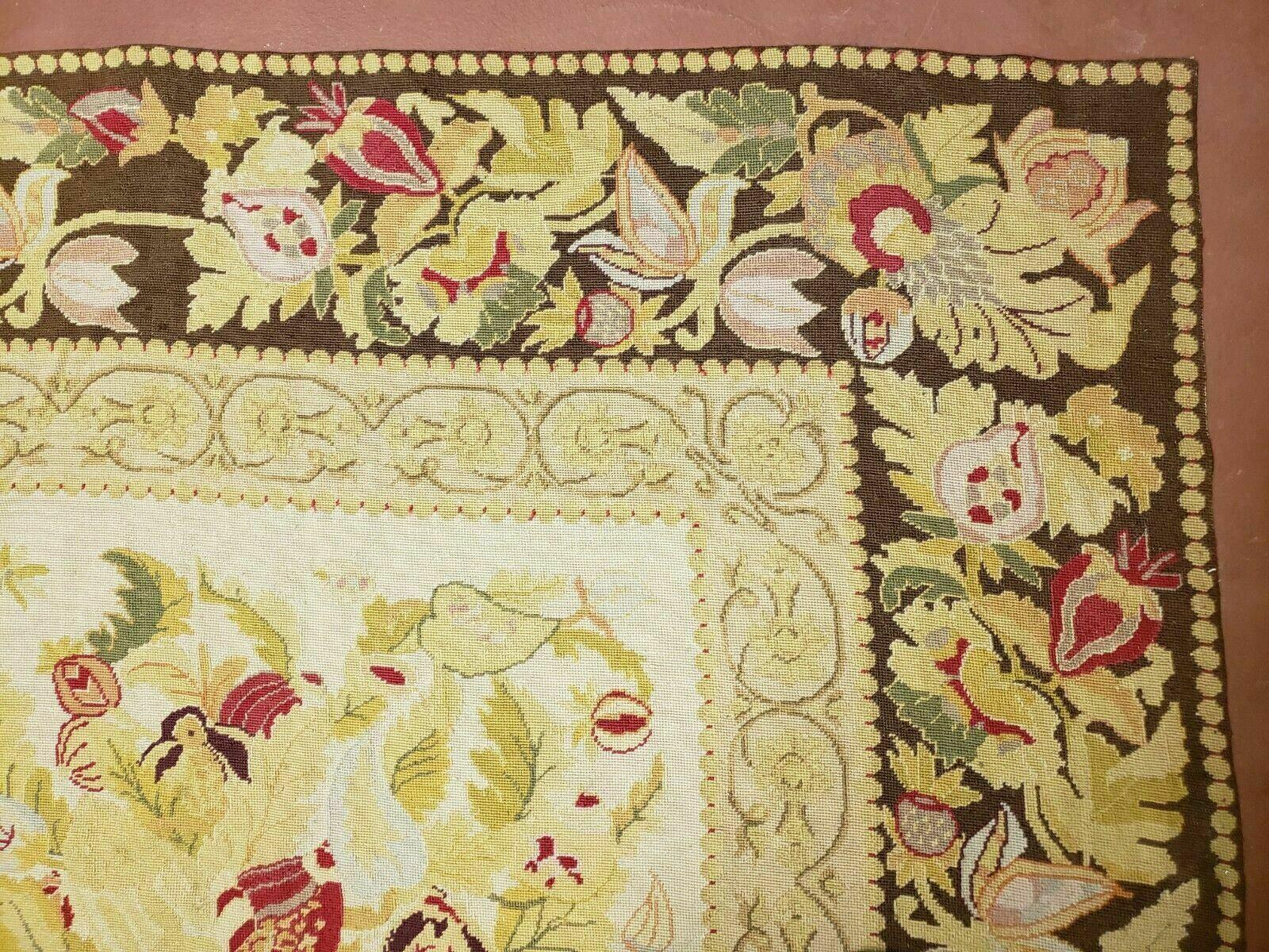 9' X 11' Handmade Chinese Needlepoint Wool Floral Rug Carpet Rose Garden Chic - Nuvé