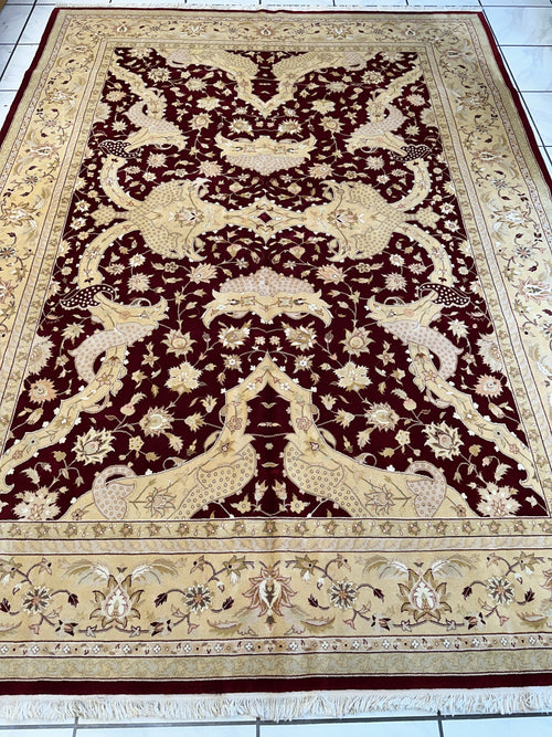 Hand-Knotted Pak-Ziegler Wool Rug – 8'7" x 11'7" – Traditional Design, Warm Earth Tones - Nuvé