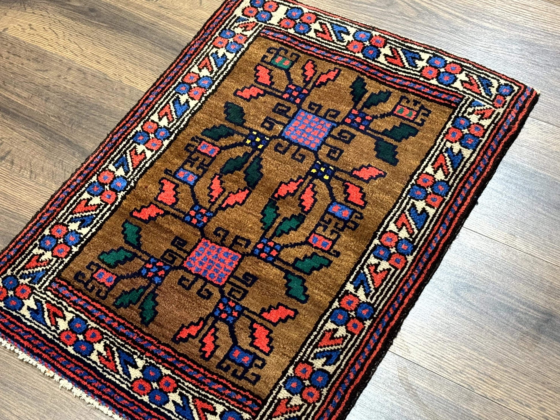 Small Persian Baluchi Rug, Tribal Rug, Brown, Multicolor - Nuvé