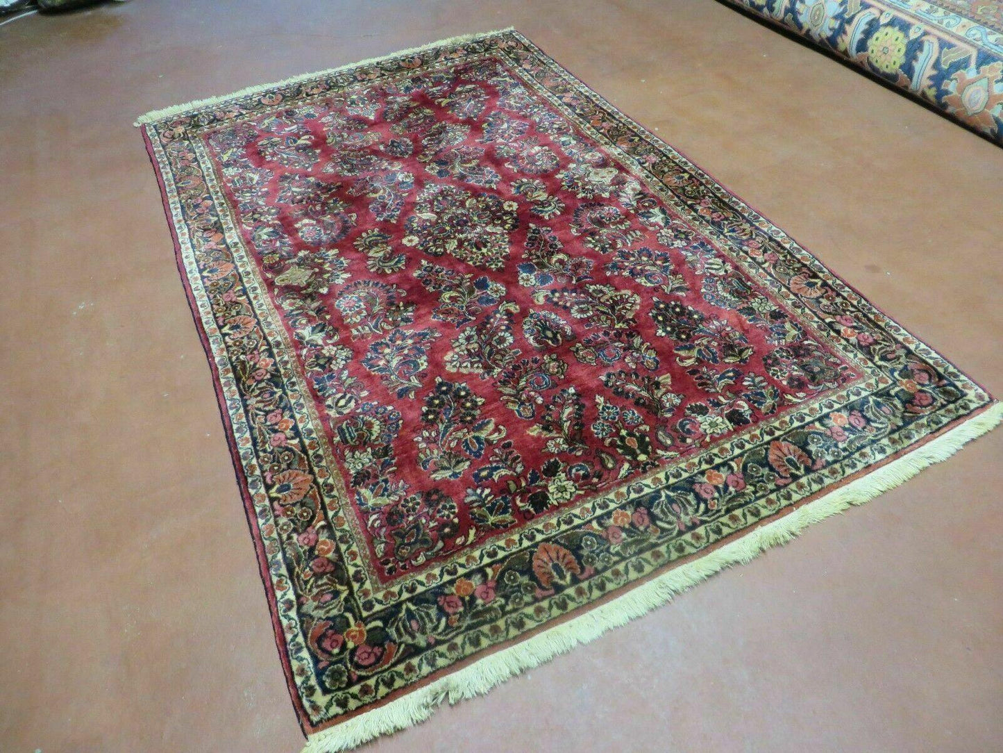 Persian Sarouk Rug 4x6, Red, Floral, Antique - Nuvé