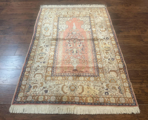Silk Indian Kayseri Rug 4x6, Haji Jalili Design, Vintage Rug - Nuvé