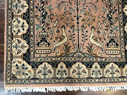 Small Tree of Life Prayer Rug, Pak Persian Rug 2.7 x 4, , Birds, Lantern, Handmade Vintage Fine 260 KPSI - Nuvé