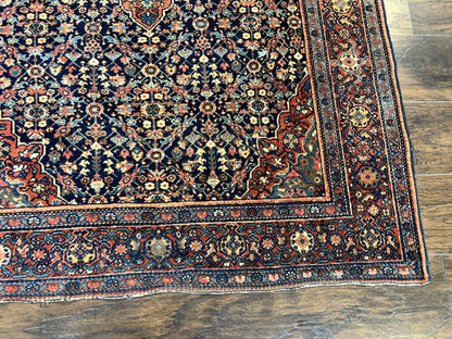 Persian Rug 4x7 Antique Sarouk Farahan Carpet, Navy Blue and Red Wool Rug - Nuvé