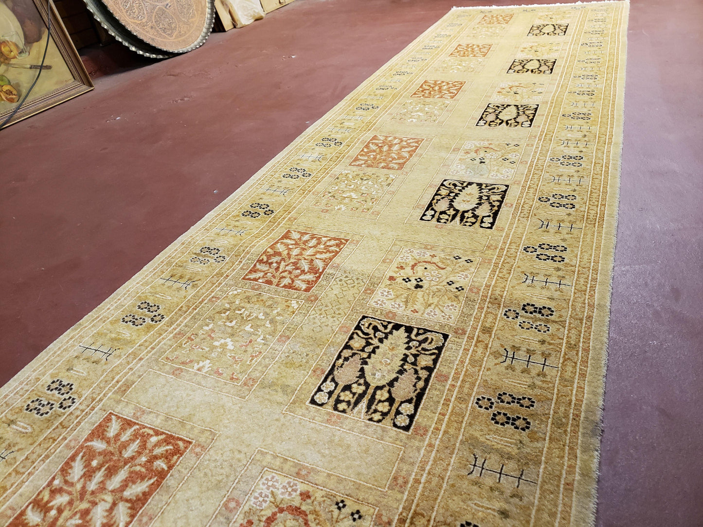 3' 2" x 12 ' 6" Pak Persian Safavieh Runner Haji Jalil Fine Runner Rug 3ft Runner 12ft Runner 13ft Runner Panel Design Runner Hand-Knotted - Nuvé