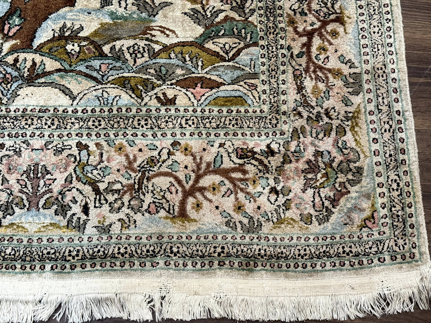 Indian Kashmiri Silk Rug 4x7, Tree of Life Design, Very Fine 380 KPSI, Birds - Nuvé