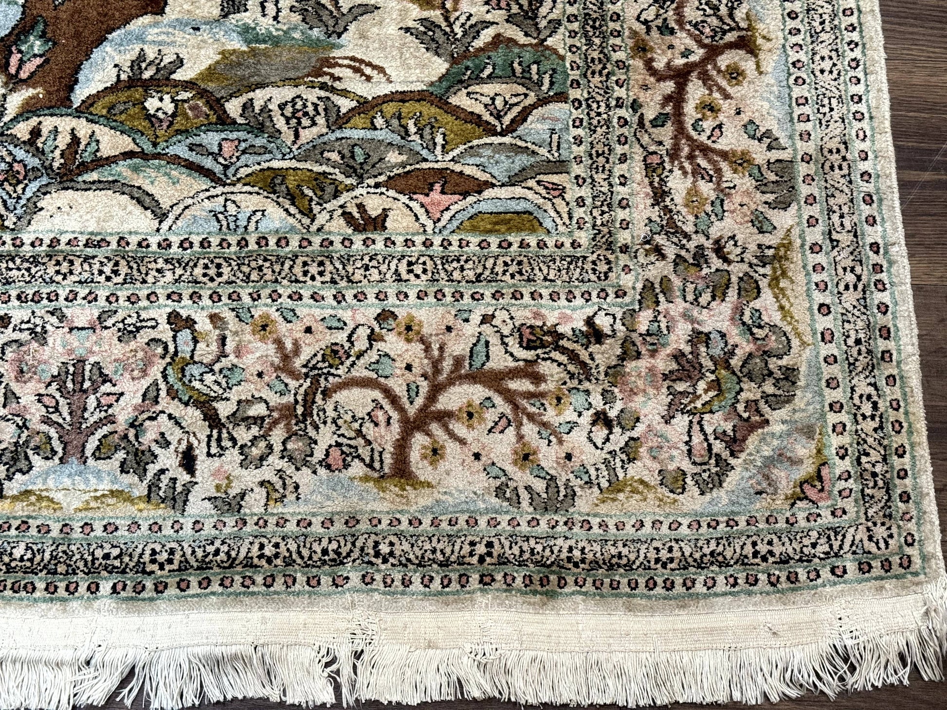 Indian Kashmiri Silk Rug 4x7, Tree of Life Design, Very Fine 380 KPSI, Birds - Nuvé
