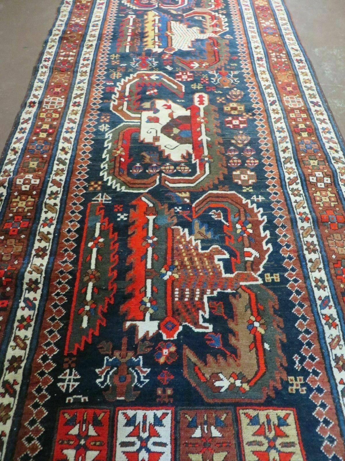 3' 7" X 14' Antique Handmade Caucasian Wool Rug Carpet Nice - Nuvé